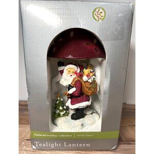 Home Trends Santa Claus Tealight Lantern With Red Shade 8''